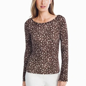 White House Black Market Crew Neck Leopard Sweater